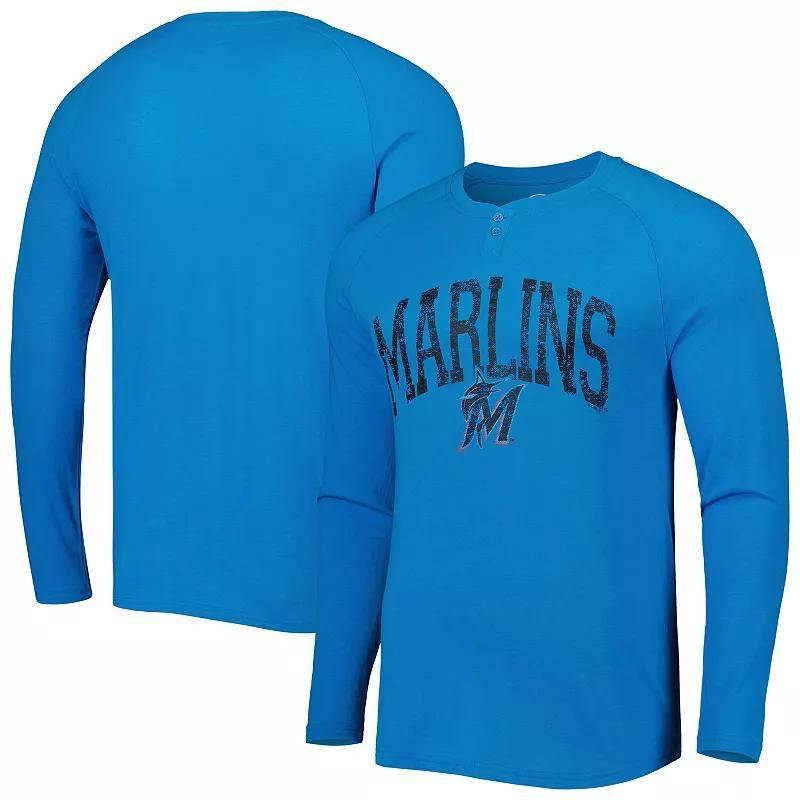 Mens Concepts Sport Miami Marlins Inertia Raglan Long Sleeve Henley T-Shirt Product Image