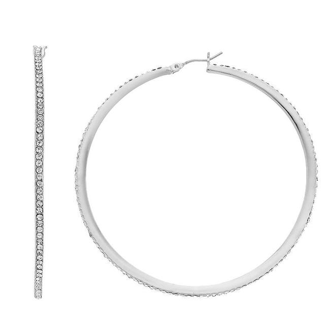 Nine West Pave Large Hoop Earrings, Womens, Clear Product Image