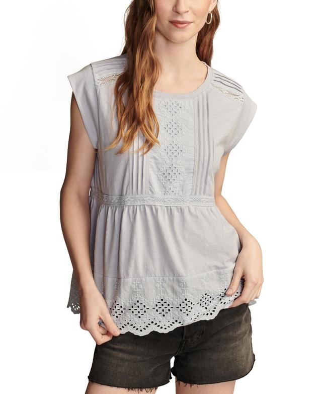 Women's Embroidered Peplum Tee  Product Image