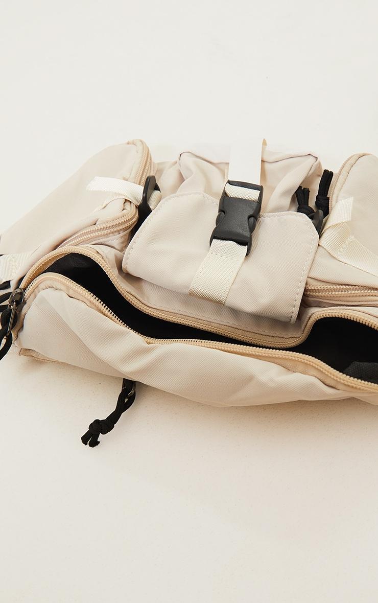 Cream Oversized Multi Pocket Fanny Pack Product Image