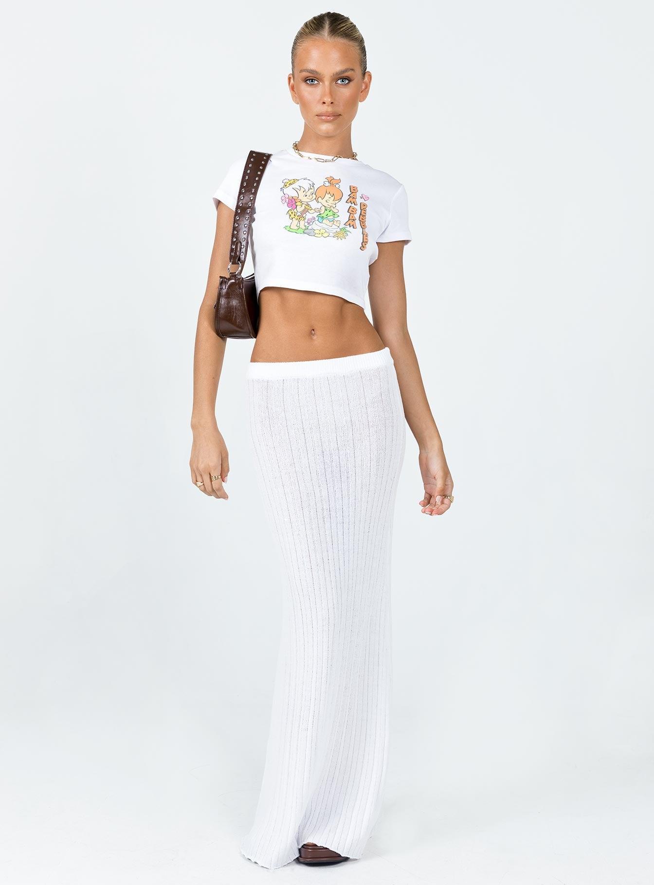 Belle Knit Maxi Skirt White Product Image