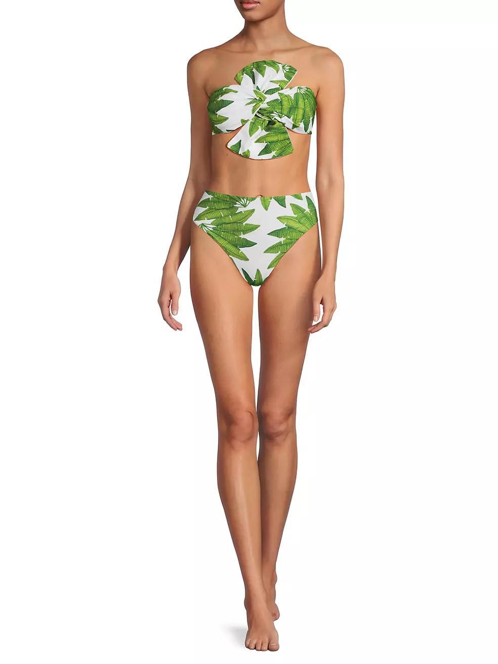 Palm Fan Bandeau Bikini Top Product Image