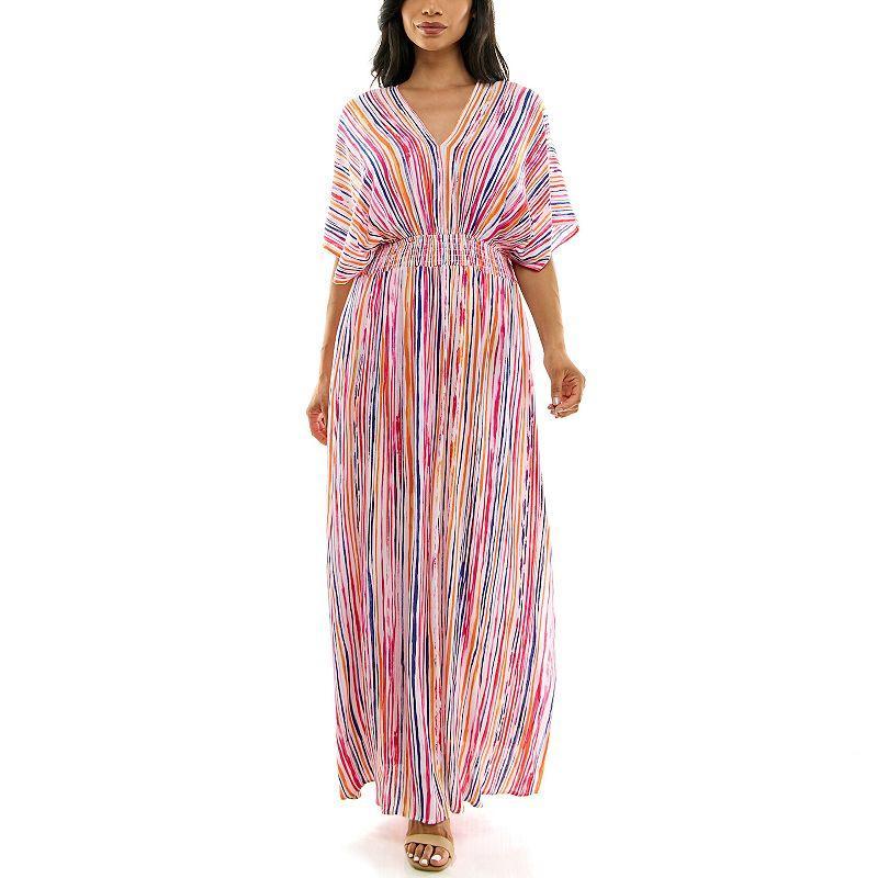 Womens Nina Leonard Print Smocked-Waist Maxi Dress Product Image