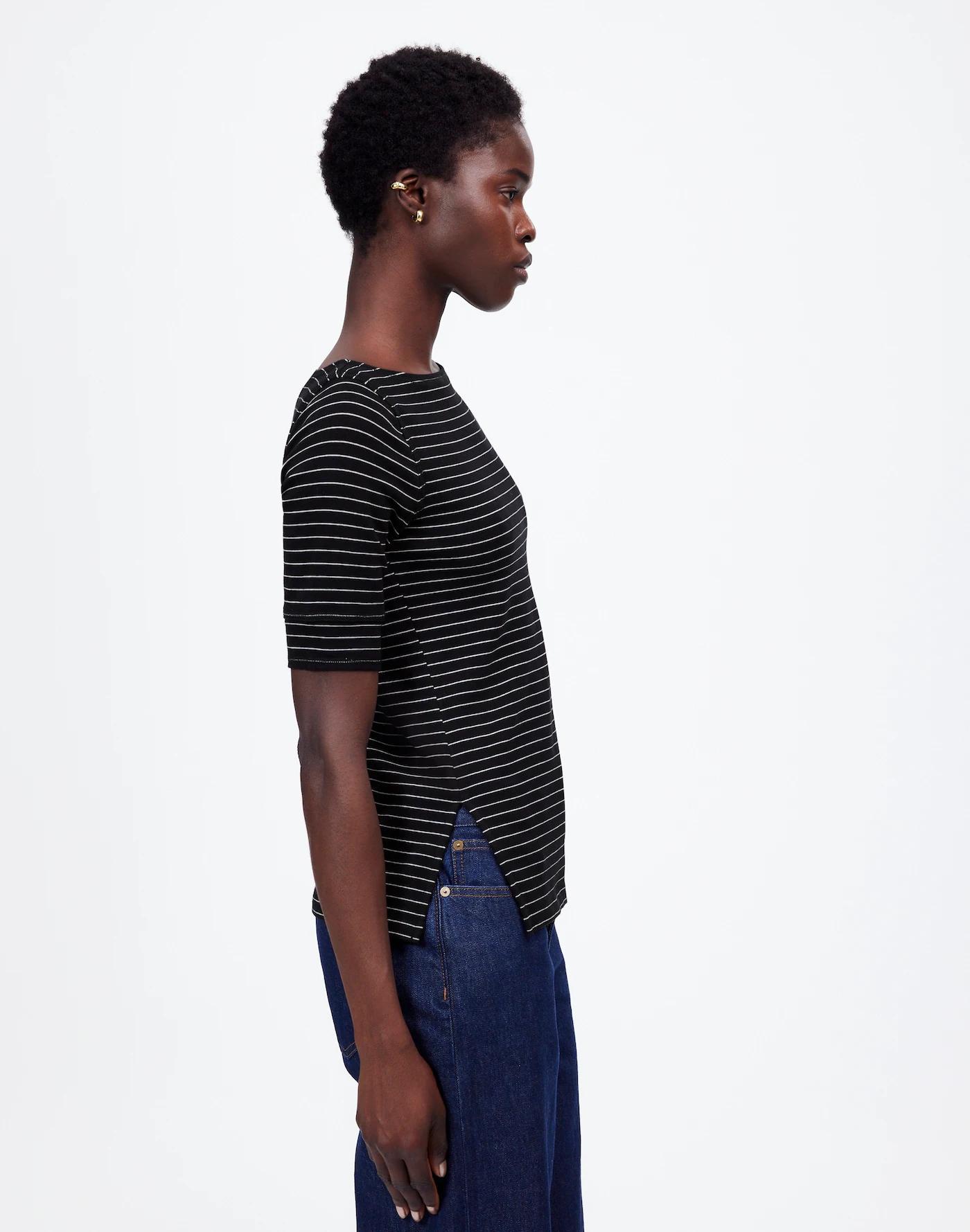 Ribbed Boatneck Tee in Stripe Product Image