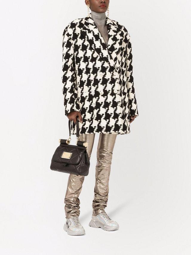 Houndstooth Wool-blend Coat In Multicolor Product Image