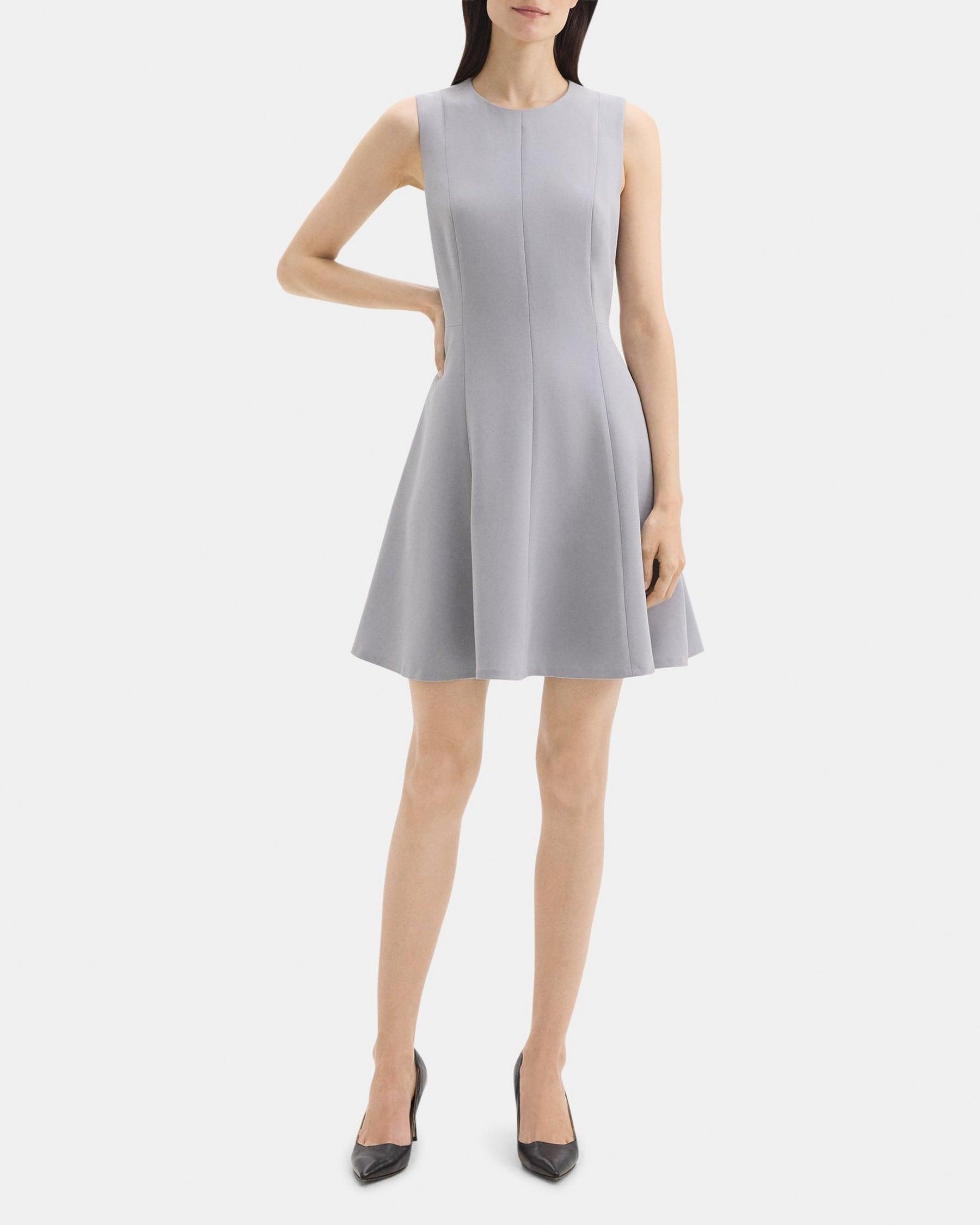 Sleeveless Fit-and-Flare Dress in Crepe Product Image