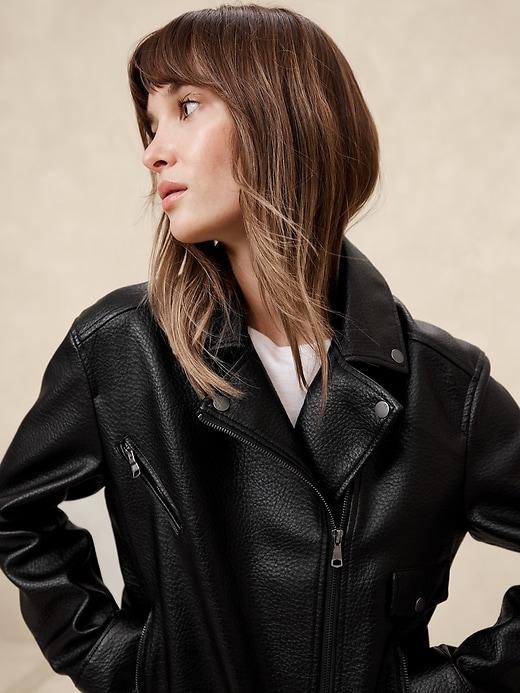 Vegan Leather Moto Jacket Product Image