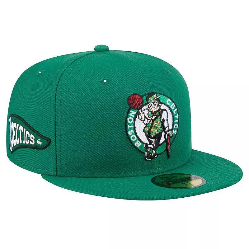 Mens New Era Kelly Boston Celtics Throwback Pennant 59FIFTY Fitted Hat Product Image