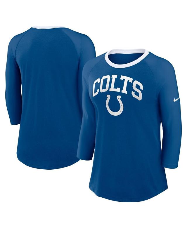 Nike Womens Royal Indianapolis Colts Raglan 3/4 Sleeve T-Shirt - Royal Product Image