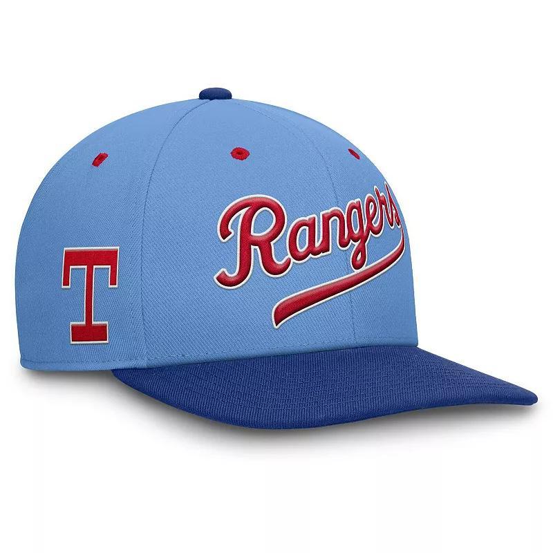 Mens Nike Blue/Royal Texas Rangers Cooperstown Collection Pro Performance Snapback Hat Product Image