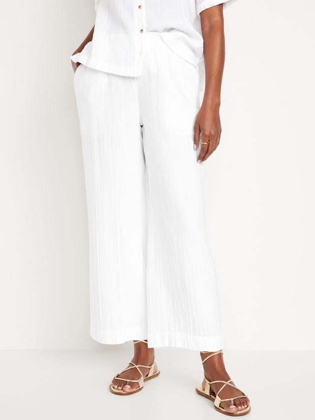 High-Waisted Crinkle Gauze Pull-On Ankle Pants Product Image