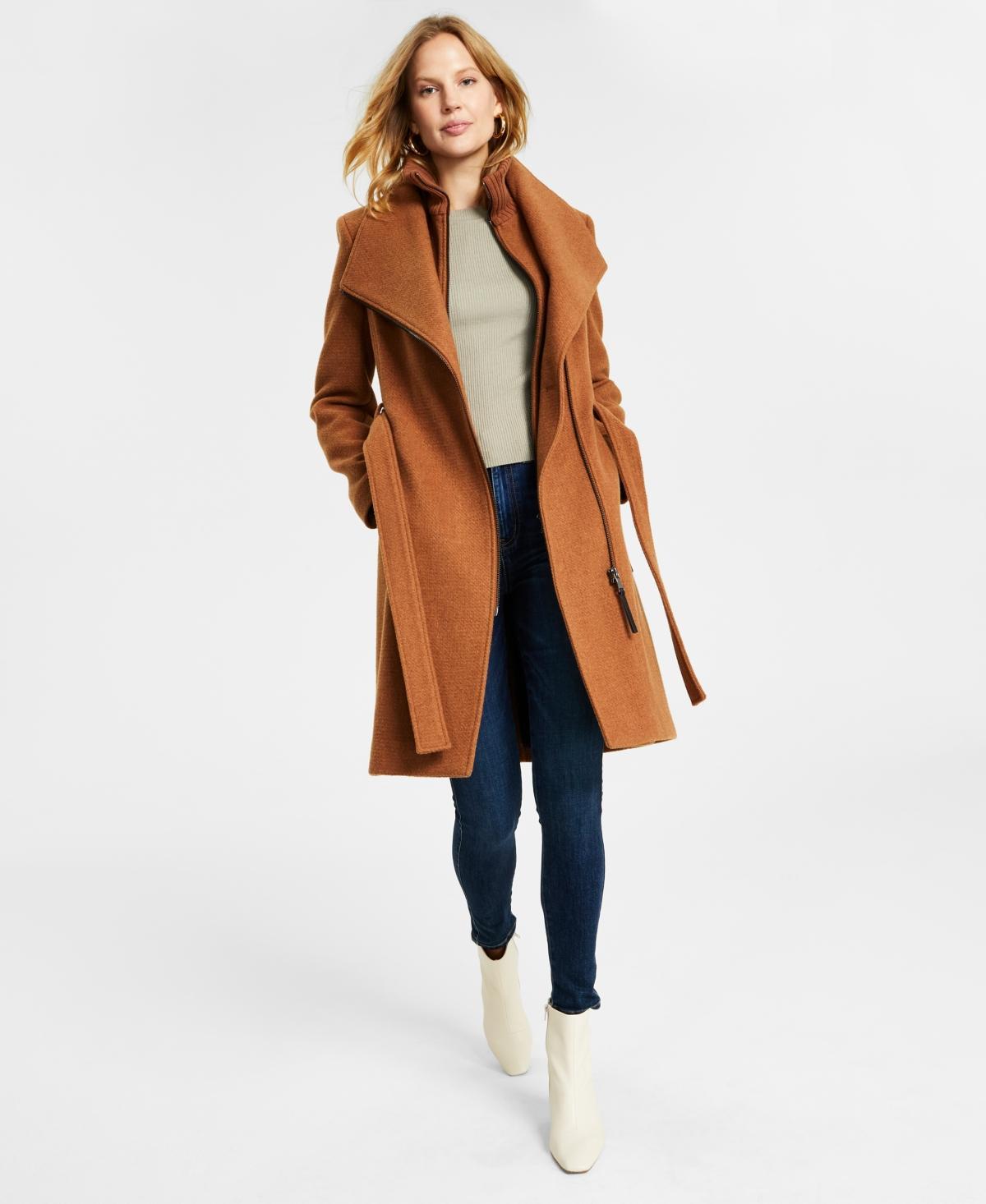 Calvin Klein Womens Wool Blend Belted Wrap Coat, Created for Macys Product Image