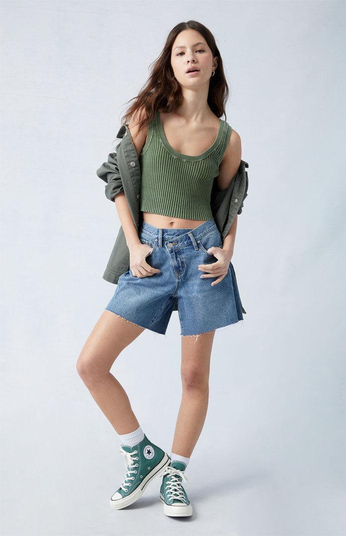 Womens Eco Asymmetrical High Waisted Relaxed Jorts - Product Image