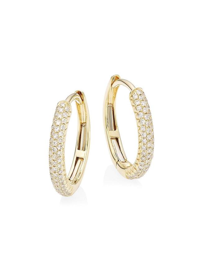 Womens 14K Yellow Gold & 0.21 TCW Diamond Hoop Earrings Product Image