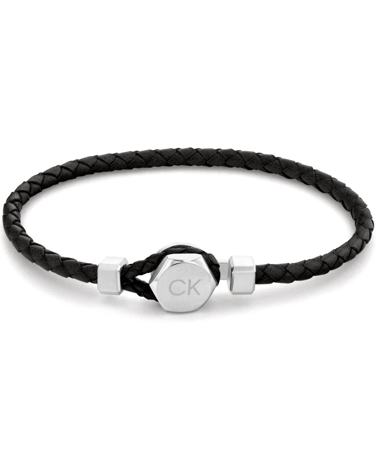 Calvin Klein Mens Braided Leather Bracelet Product Image