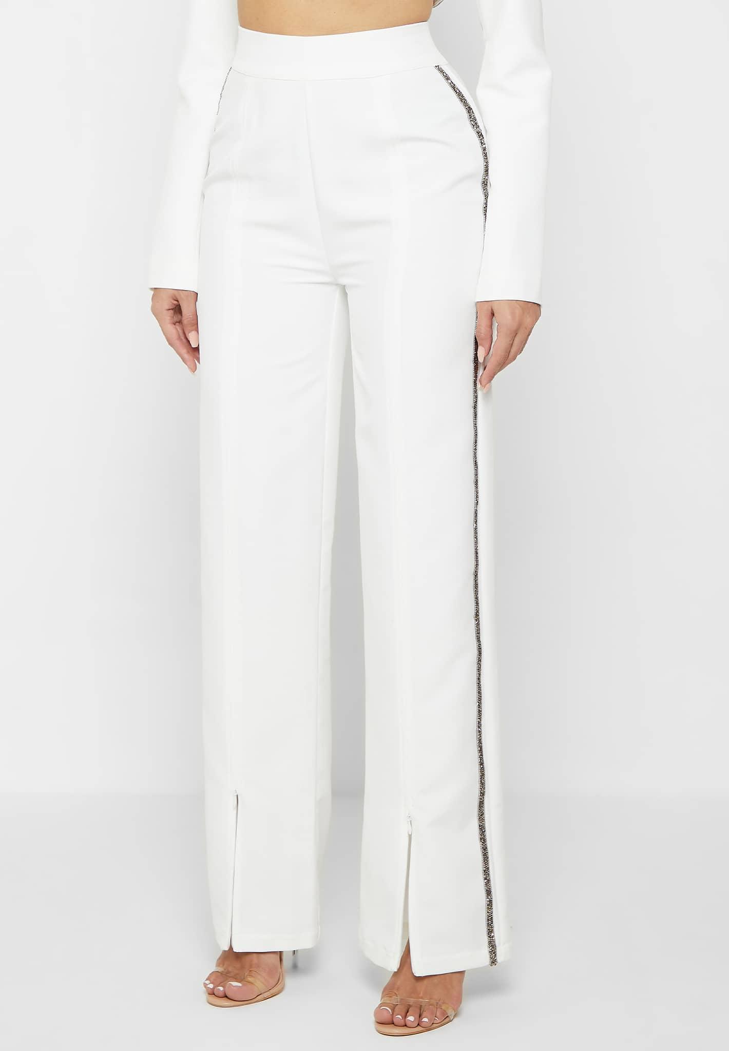 Embellished Trousers - White / White / WMN2297-02 Product Image