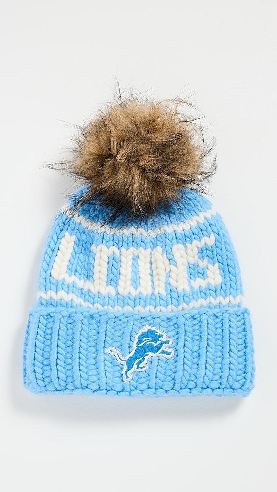 Lele Sadoughi Lele x Detroit Lions Beanie with Faux Fur Pom Pom | Shopbop Product Image