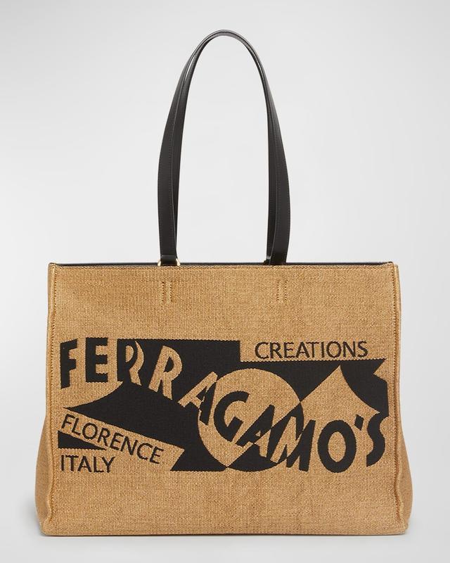 F Signature Raffia Tote Bag Product Image