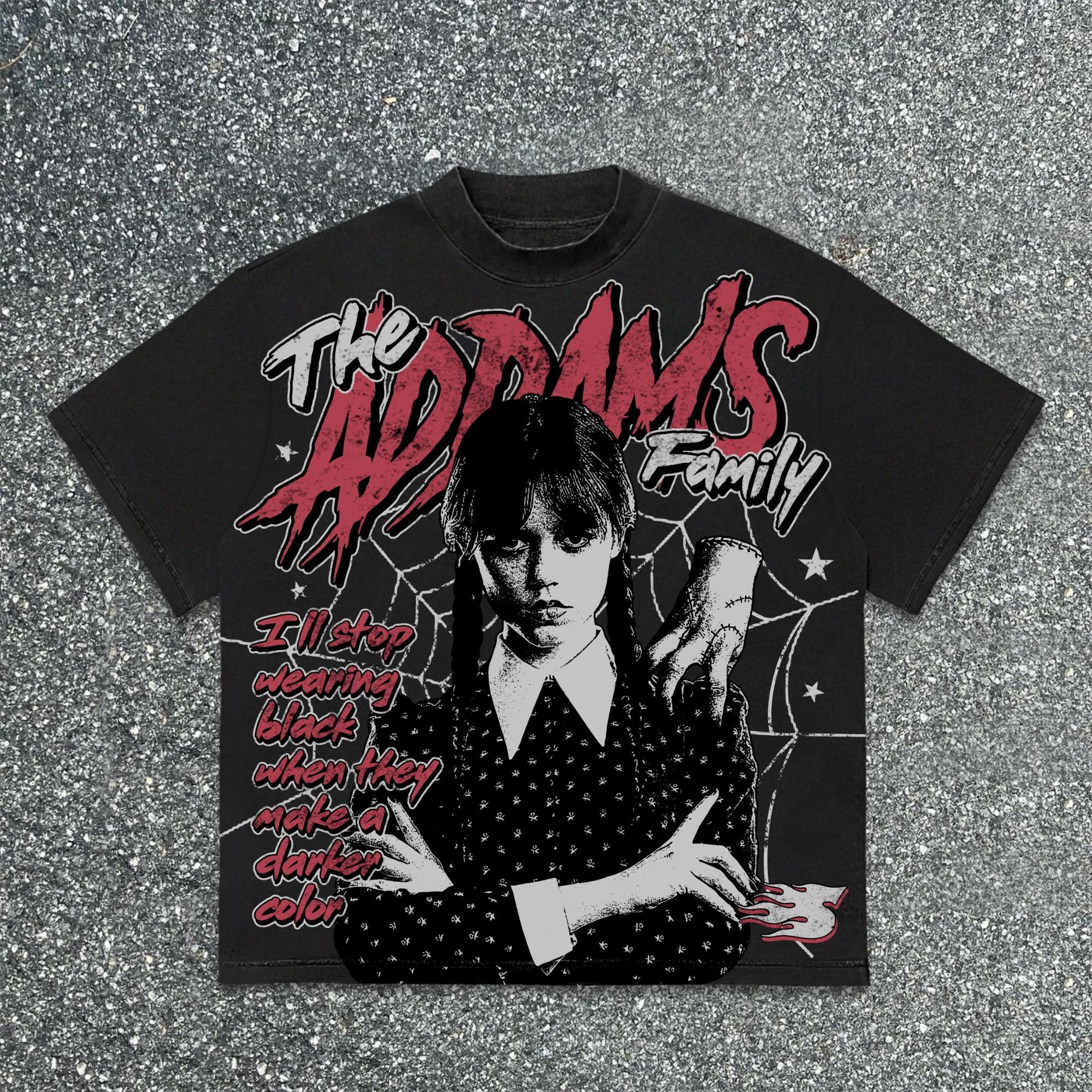 Sopula Hell Star The Addams Family Makes Old Graphics Cotton T-Shirt Product Image