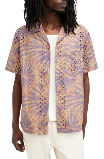 Yucca Broderie Printed Relaxed Fit Shirt In Pastel/sepia Brwn Product Image