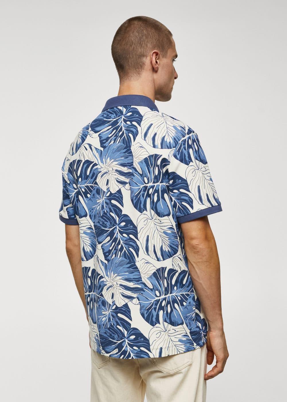 MANGO MAN - Tropical print cotton polo shirt dark navyMen Product Image