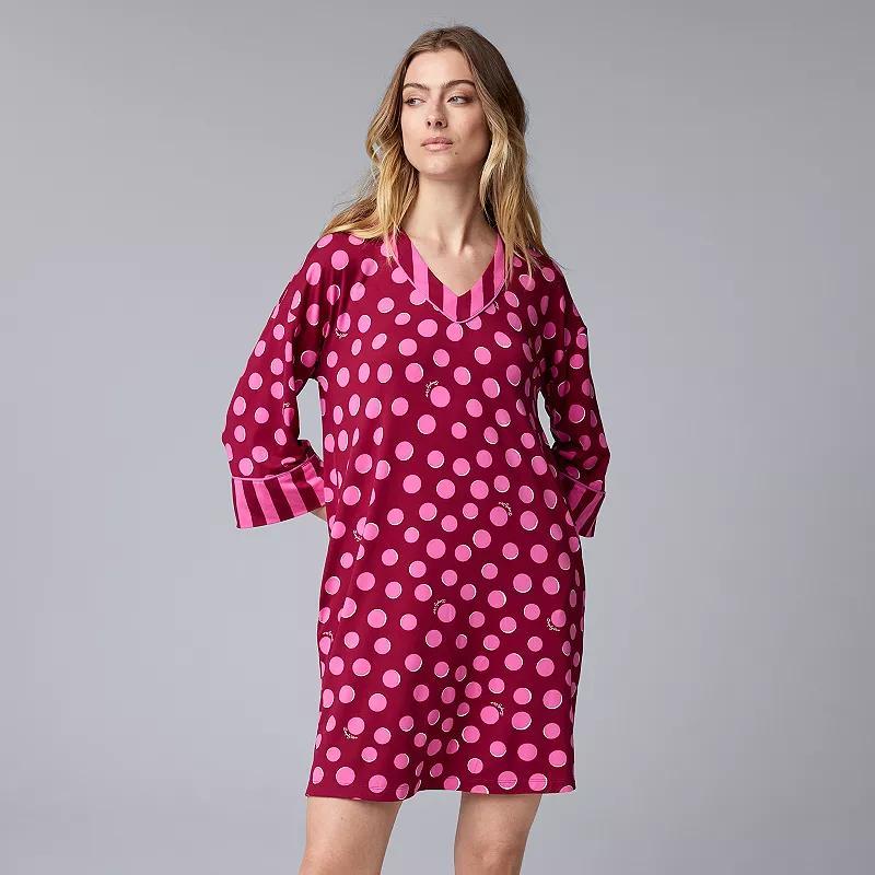 Womens Simply Vera Vera Wang 3/4-Sleeve Cozy Jersey Pajama Sleepshirt Product Image