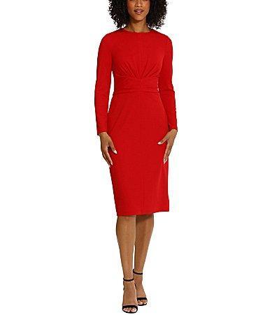 Maggy London Stretch Crew Neck Long Sleeve Dress Product Image