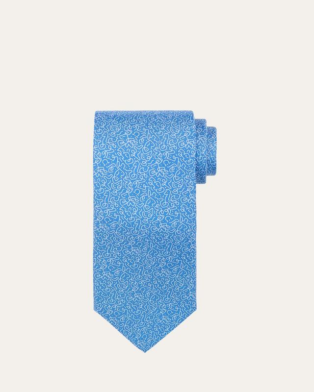 Mens Embroidered-Print Silk Tie Product Image