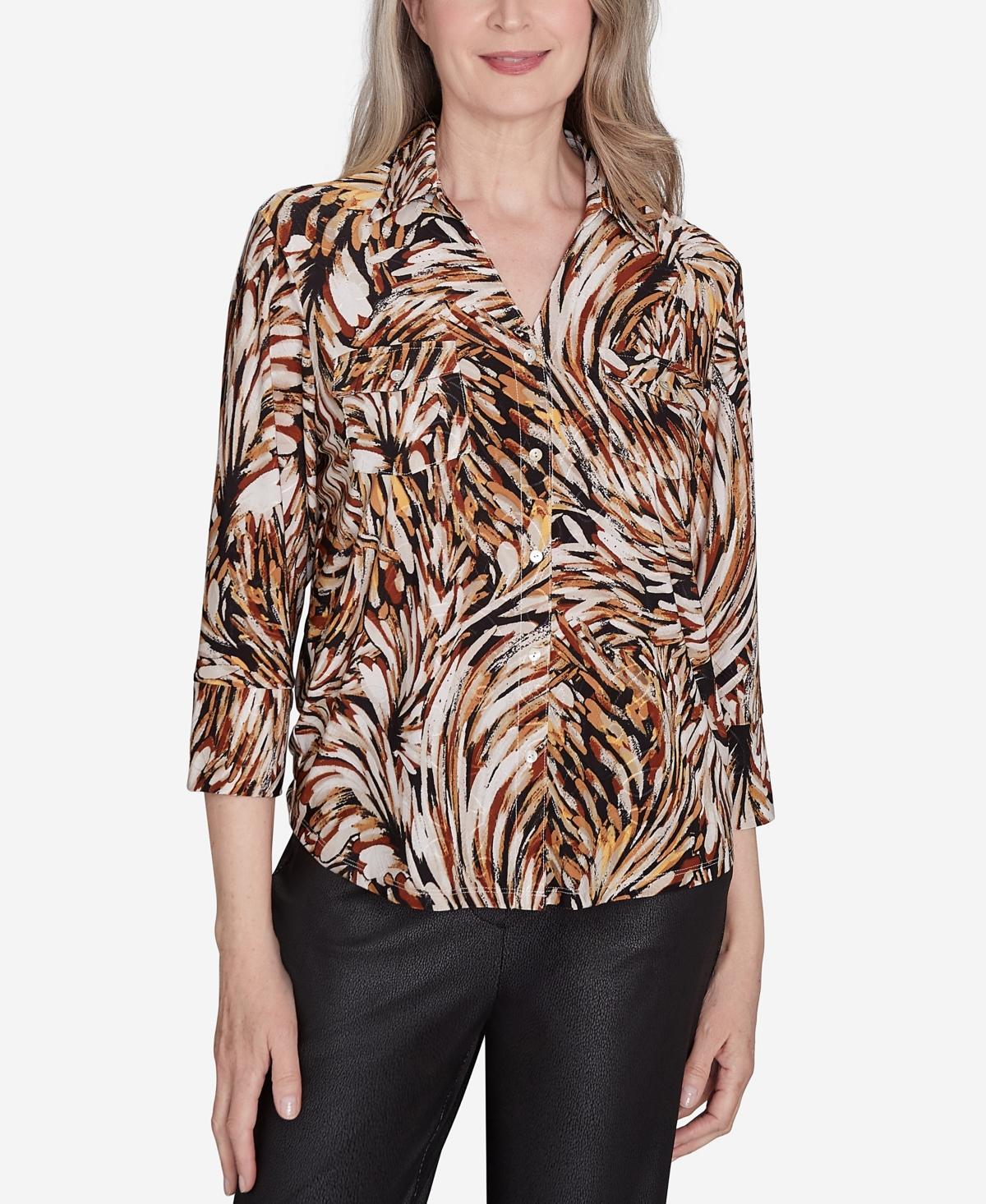 Womens Alfred Dunner Brushstroke Textured Button Down Top Product Image