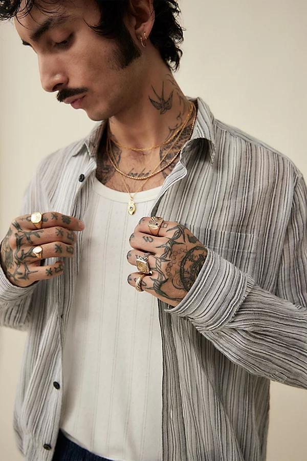 Loom Textured Stripe Sheer Shirt Top Mens at Urban Outfitters Product Image