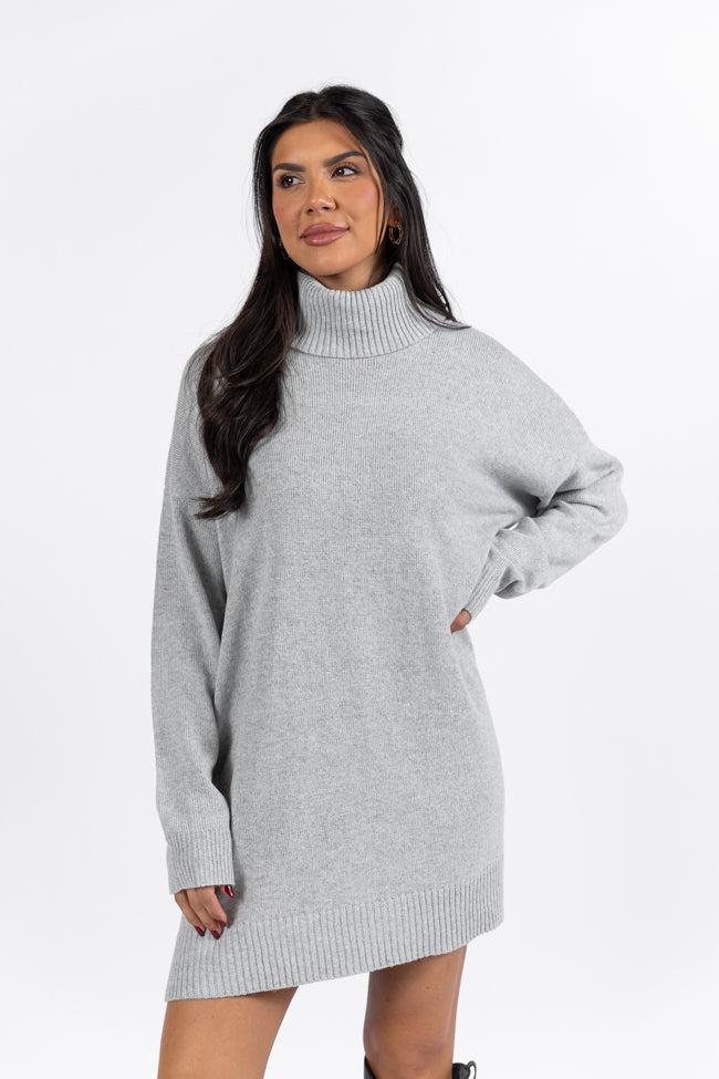 Changing Locations Grey Turtleneck Sweater Dress FINAL SALE Product Image