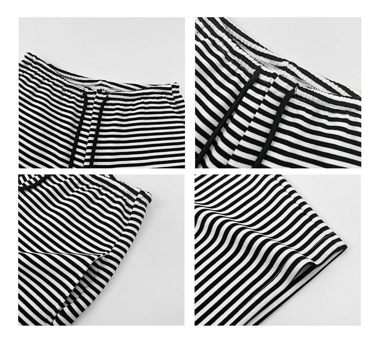 Striped Wide-Leg Sweatpants Product Image