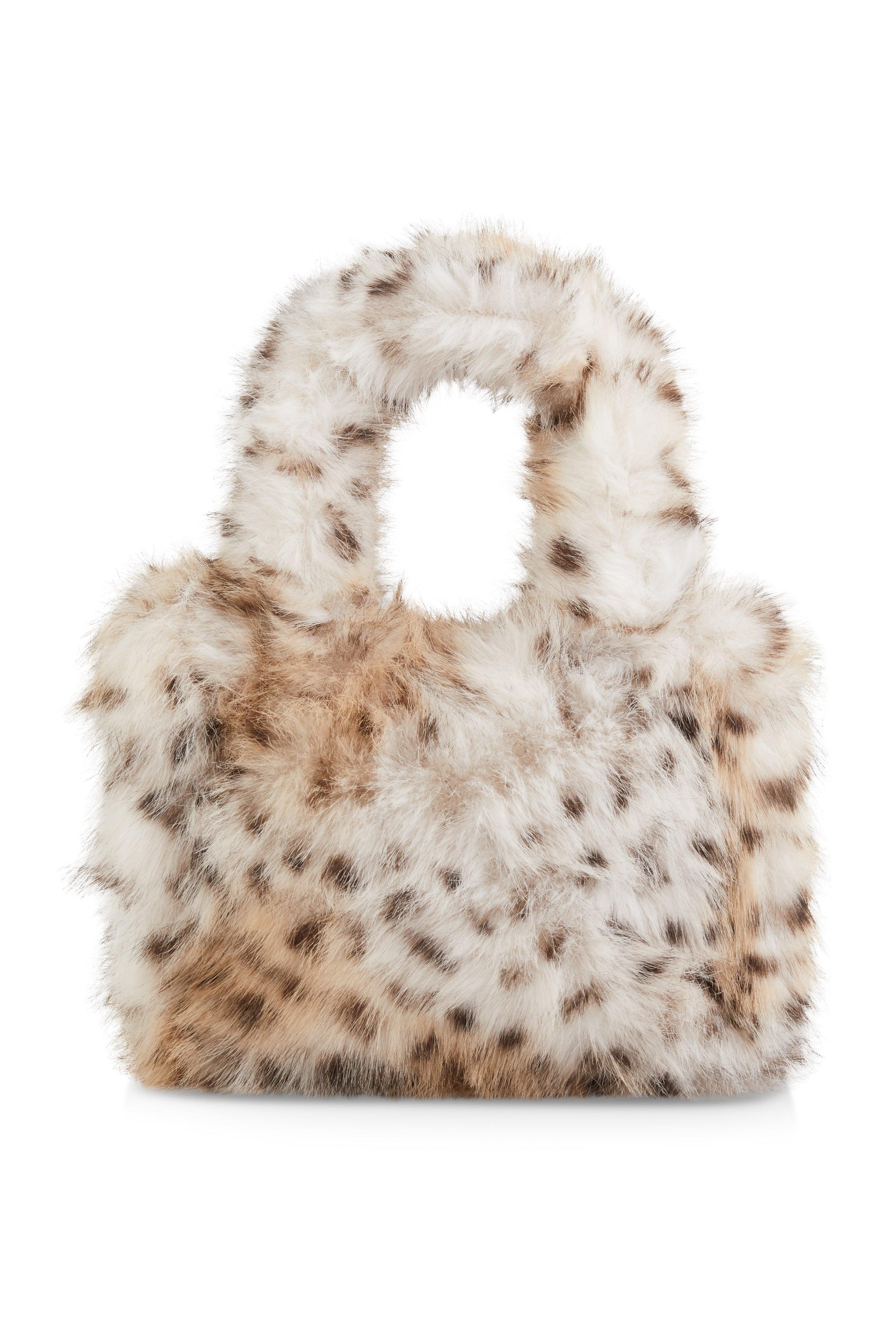 Animal Print Faux Fur Mini Tote Bag Female Product Image