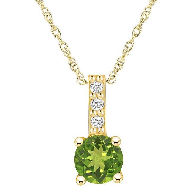 Alyson Layne 14k Gold Round Peridot & Diamond Accent Pendant Necklace, Womens Product Image