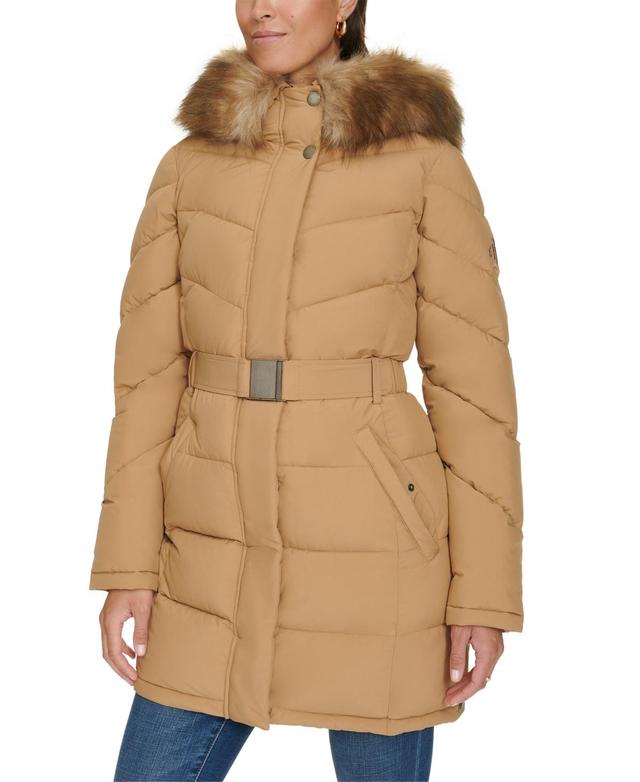 Tommy Hilfiger Womens Faux-Fur-Trim Hooded Puffer Coat, Created for Macys Product Image