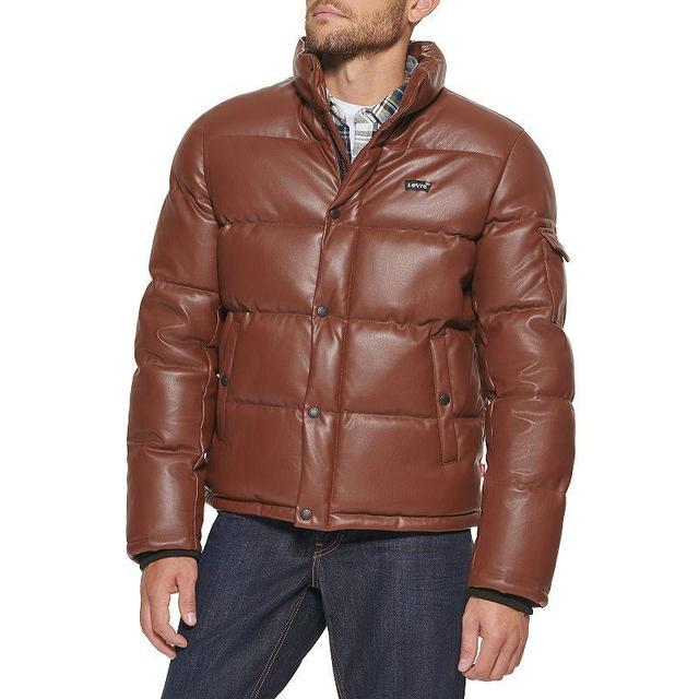 Mens Levis Faux-Leather Fashion Puffer Jacket Product Image