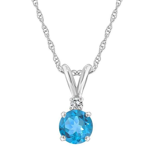 Blue Topaz (5/8 ct. t.w.) and Diamond Accent Pendant Necklace in 14K Yellow Gold or 14K White Gold Product Image