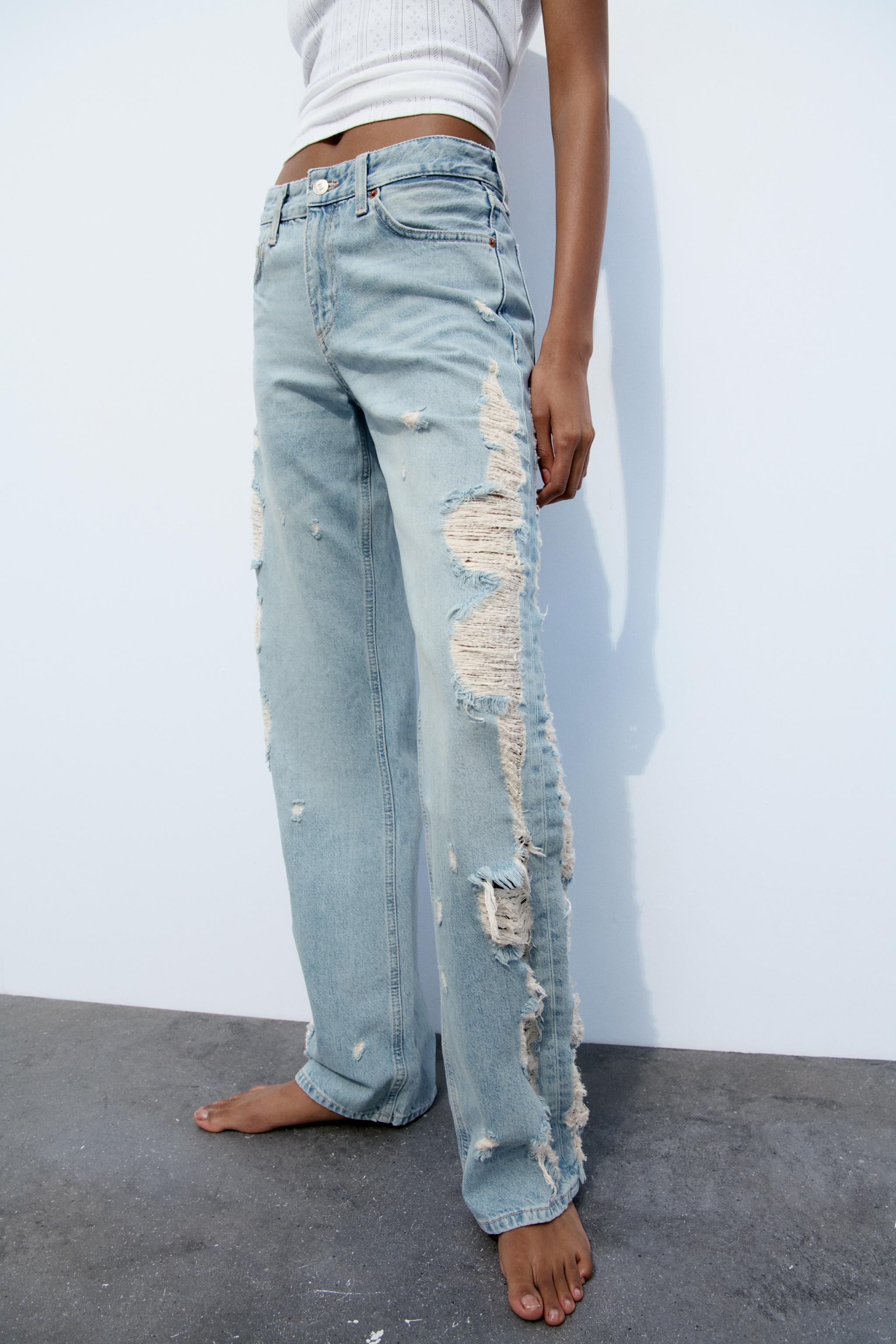 TRF MID-RISE WIDE LEG RIPPED JEANS Product Image