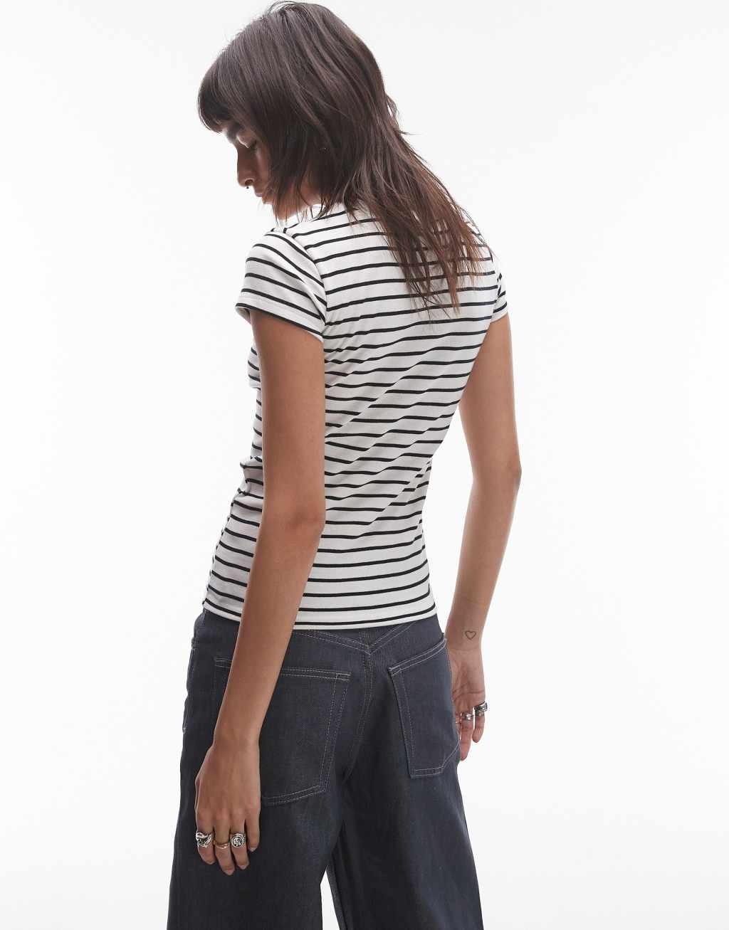 Topshop stripe everyday tee in ecru  Product Image