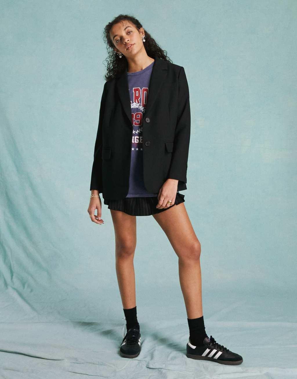 Miss Selfridge oversized blazer in black Product Image