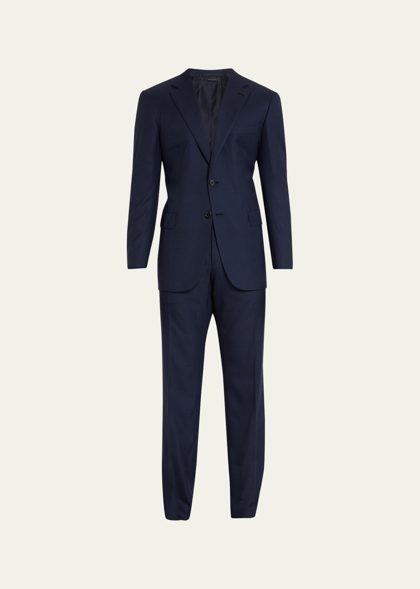 Mens Brun Wool Plaid Suit Product Image