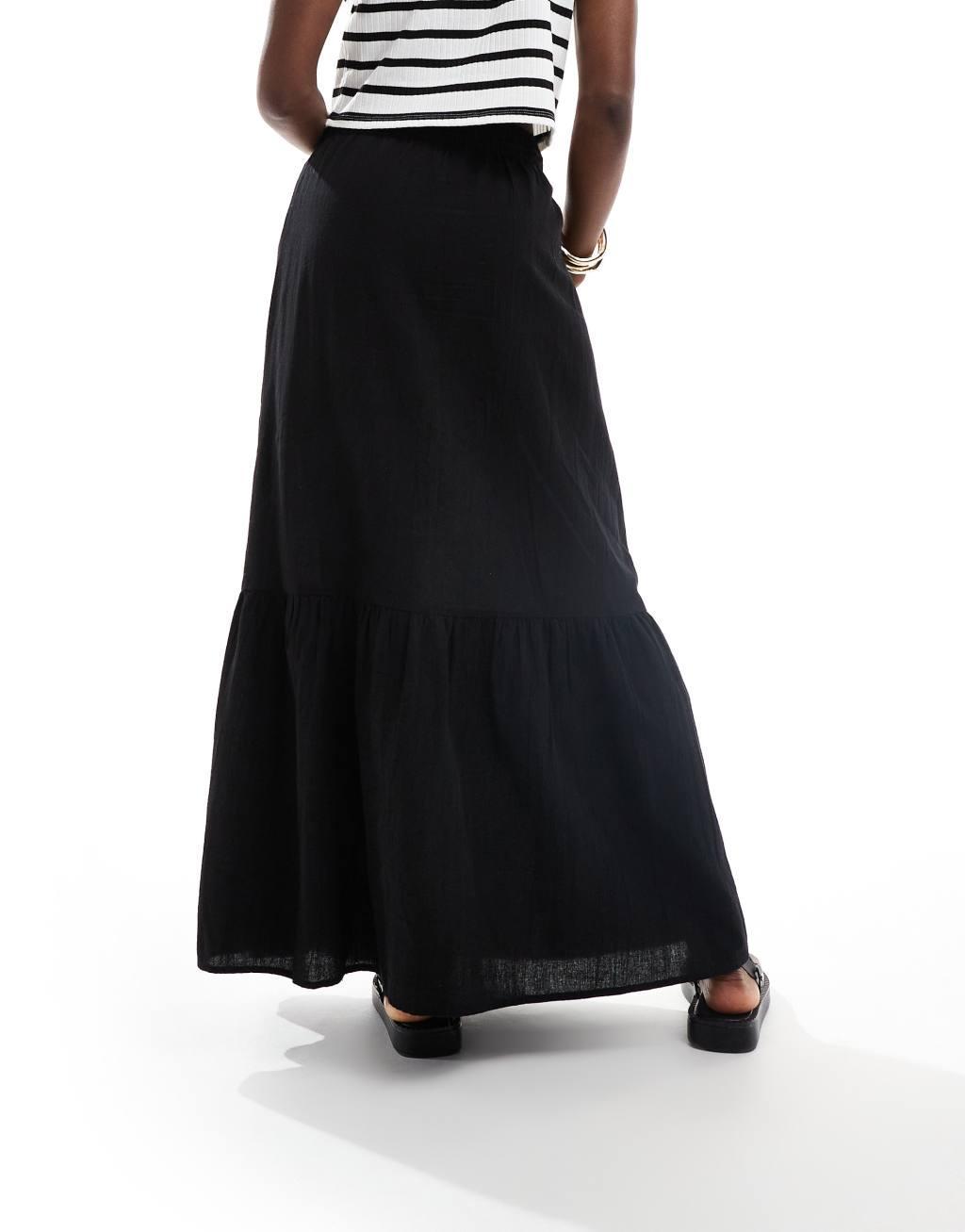 Vero Moda boho maxi skirt in black Product Image