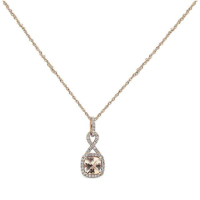 14k Rose Gold Morganite & 1/6 Carat T.W. Diamond Pendant Necklace, Womens Product Image