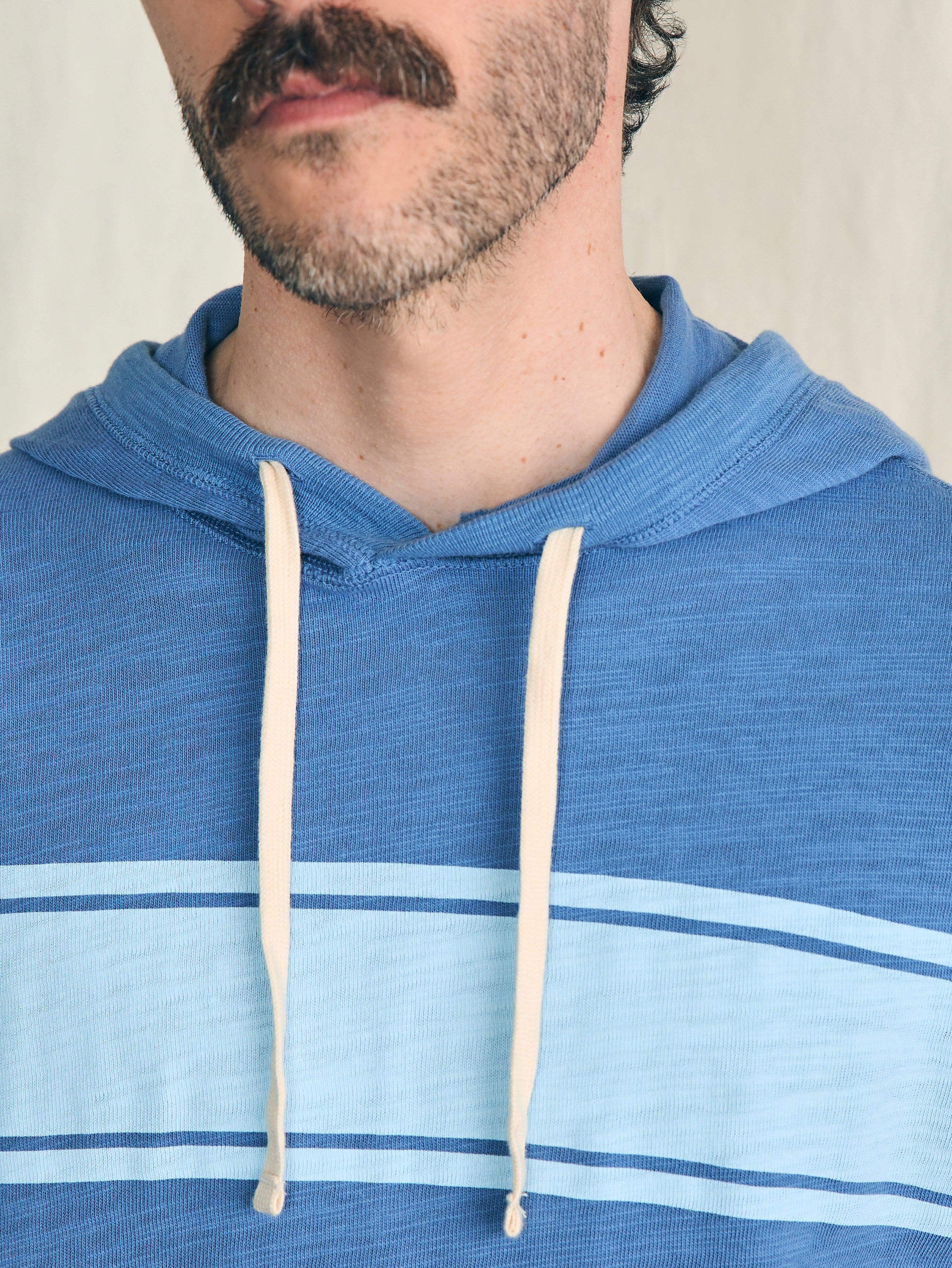 Sunwashed Slub Hoodie - Blue Horizon Surf Stripe Male Product Image