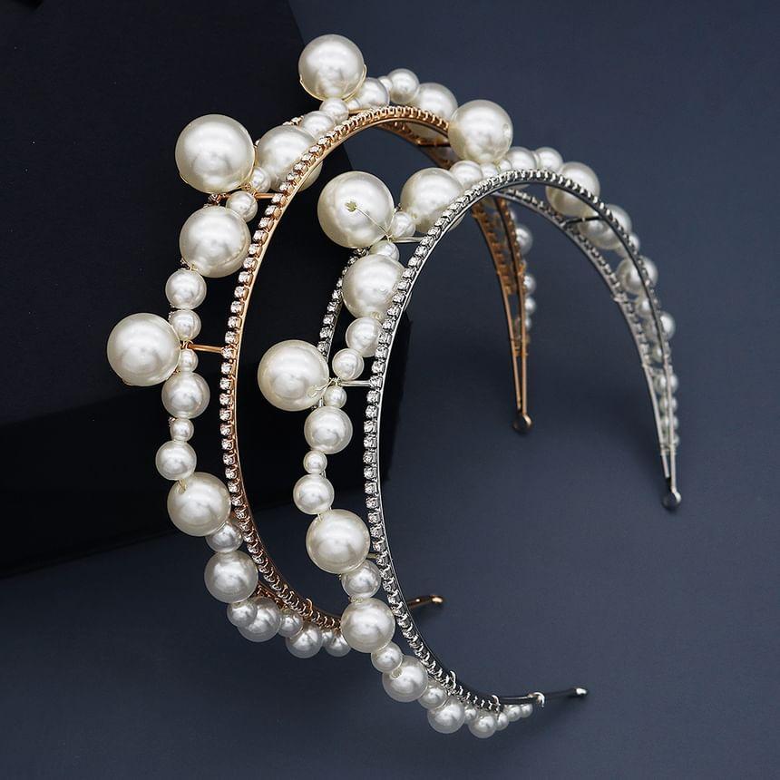 Faux Pearl & Rhinestone Layered Headpiece Product Image