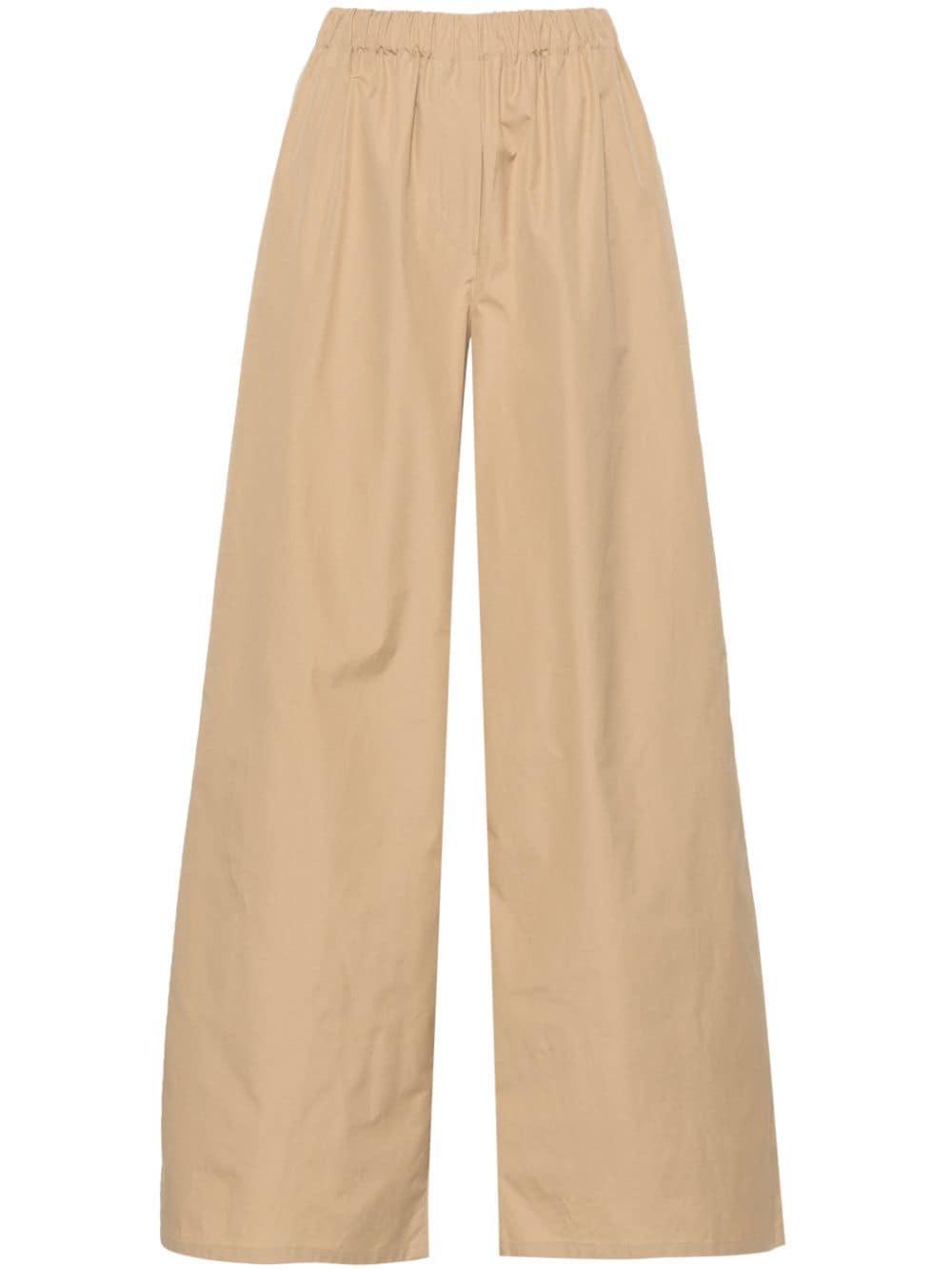 Wide-leg Cotton Trousers In Neutrals Product Image