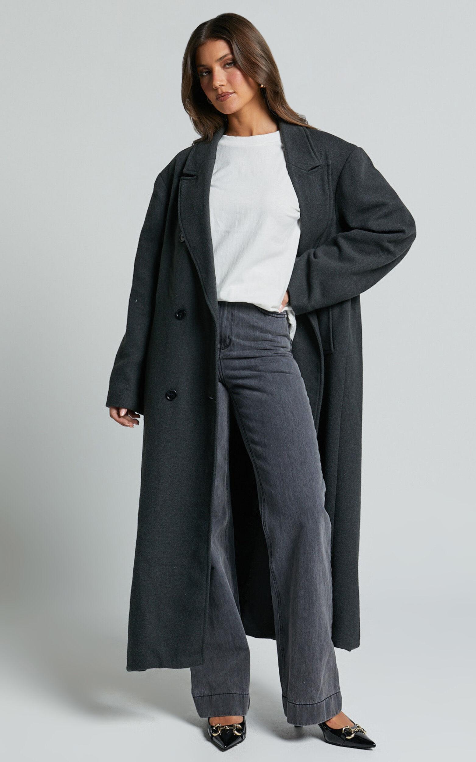 Silvena Coat - Oversized Longline Tailored Coat in Slate Grey Product Image