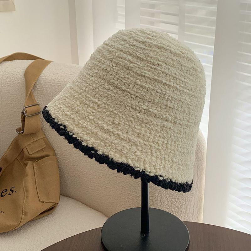 Plain Fuzzy Knitted Bucket Hat Product Image