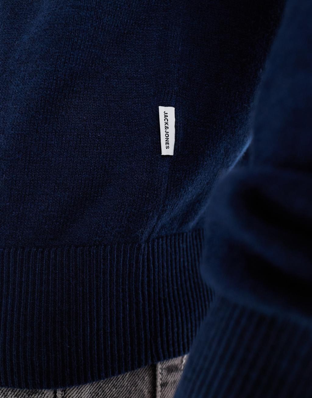 Jack & Jones fine gauge crew neck sweater in navy Product Image