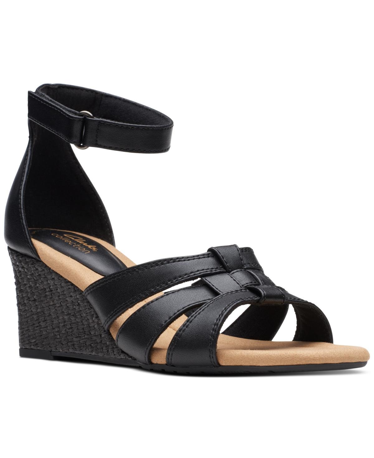 Clarks Womens Kyarra Joy Ankle-Strap Woven Wedge Sandals Womens Shoes Product Image